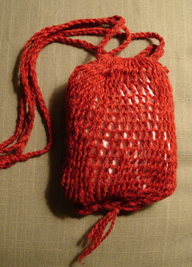 Red wool sprang bag